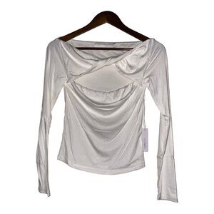 Six Fifty Off The Shoulder Cut Out Fitted Top Women Medium White Long Sleeve NWT